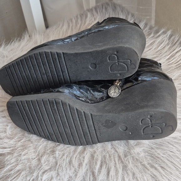 Donald J. Pliner Black Croc-Embossed Ankle Boots - Picture 3 of 14